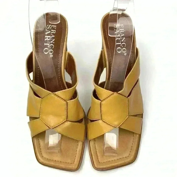 Franco Sarto size 8.5 N Merigold tan leather square toe vintage 90s - Picture 2 of 12